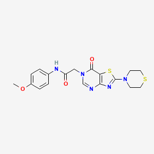 molecular formula C18H19N5O3S2 B2755934 N-(4-methoxyphenyl)-2-[7-oxo-2-(thiomorpholin-4-yl)-6H,7H-[1,3]thiazolo[4,5-d]pyrimidin-6-yl]acetamide CAS No. 1223794-76-0