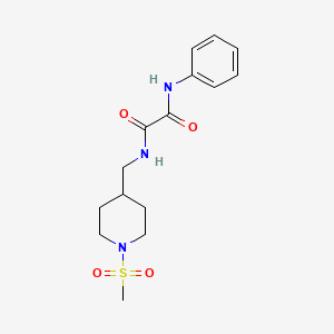 molecular formula C15H21N3O4S B2756008 N1-((1-(methylsulfonyl)piperidin-4-yl)methyl)-N2-phenyloxalamide CAS No. 1234800-05-5