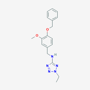 molecular formula C18H21N5O2 B275605 N-[4-(benzyloxy)-3-methoxybenzyl]-2-ethyl-2H-tetrazol-5-amine 