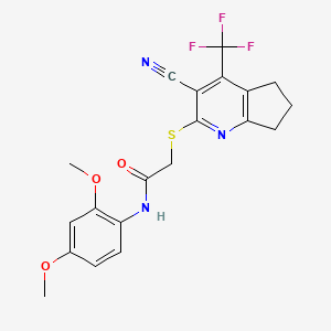2-{[3-cyano-4-(trifluoromethyl)-6,7-dihydro-5H-cyclopenta[b]pyridin-2-yl]sulfanyl}-N-(2,4-dimethoxyphenyl)acetamide