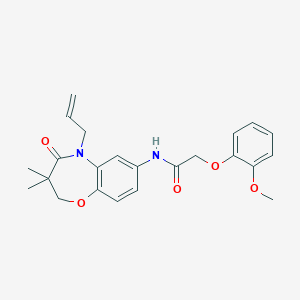 molecular formula C23H26N2O5 B2756064 N-(5-allyl-3,3-dimethyl-4-oxo-2,3,4,5-tetrahydrobenzo[b][1,4]oxazepin-7-yl)-2-(2-methoxyphenoxy)acetamide CAS No. 921791-34-6