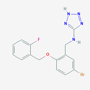 molecular formula C15H13BrFN5O B275608 N-{5-bromo-2-[(2-fluorobenzyl)oxy]benzyl}-1H-tetrazol-5-amine 