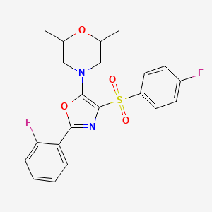 4-(2-(2-Fluorophenyl)-4-((4-fluorophenyl)sulfonyl)oxazol-5-yl)-2,6-dimethylmorpholine