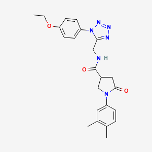 molecular formula C23H26N6O3 B2756143 1-(3,4-dimethylphenyl)-N-((1-(4-ethoxyphenyl)-1H-tetrazol-5-yl)methyl)-5-oxopyrrolidine-3-carboxamide CAS No. 921053-87-4