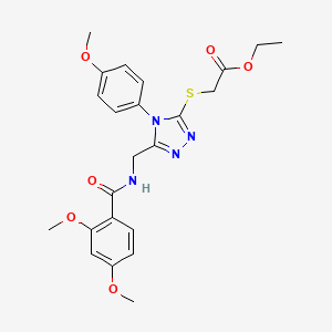 molecular formula C23H26N4O6S B2756177 ethyl 2-((5-((2,4-dimethoxybenzamido)methyl)-4-(4-methoxyphenyl)-4H-1,2,4-triazol-3-yl)thio)acetate CAS No. 689750-66-1