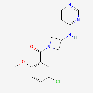 molecular formula C15H15ClN4O2 B2756185 N-[1-(5-chloro-2-methoxybenzoyl)azetidin-3-yl]pyrimidin-4-amine CAS No. 2097915-00-7