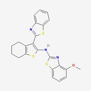 molecular formula C23H19N3OS3 B2756221 N-[3-(1,3-benzothiazol-2-yl)-4,5,6,7-tetrahydro-1-benzothiophen-2-yl]-4-methoxy-1,3-benzothiazol-2-amine CAS No. 862974-04-7