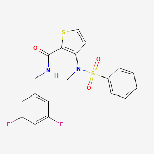 molecular formula C19H16F2N2O3S2 B2756273 N-(3,5-difluorobenzyl)-3-[methyl(phenylsulfonyl)amino]thiophene-2-carboxamide CAS No. 1226430-55-2