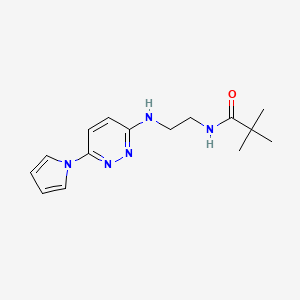 molecular formula C15H21N5O B2756286 N-(2-((6-(1H-pyrrol-1-yl)pyridazin-3-yl)amino)ethyl)pivalamide CAS No. 1428375-54-5