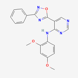 molecular formula C20H17N5O3 B2756293 N-(2,4-dimethoxyphenyl)-5-(3-phenyl-1,2,4-oxadiazol-5-yl)pyrimidin-4-amine CAS No. 2034340-23-1