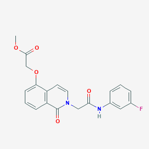 molecular formula C20H17FN2O5 B2756297 methyl 2-[(2-{[(3-fluorophenyl)carbamoyl]methyl}-1-oxo-1,2-dihydroisoquinolin-5-yl)oxy]acetate CAS No. 868225-00-7