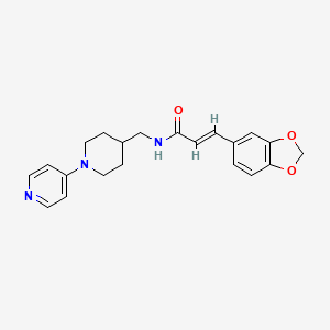 molecular formula C21H23N3O3 B2756303 (E)-3-(benzo[d][1,3]dioxol-5-yl)-N-((1-(pyridin-4-yl)piperidin-4-yl)methyl)acrylamide CAS No. 2034894-36-3