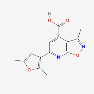 molecular formula C14H12N2O4 B2756305 6-(2,5-Dimethylfuran-3-yl)-3-methyl-[1,2]oxazolo[5,4-b]pyridine-4-carboxylic acid CAS No. 924060-64-0