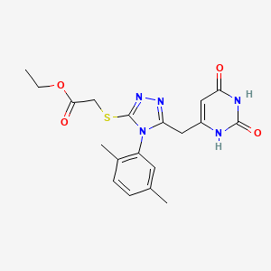 molecular formula C19H21N5O4S B2756327 ethyl 2-[[4-(2,5-dimethylphenyl)-5-[(2,4-dioxo-1H-pyrimidin-6-yl)methyl]-1,2,4-triazol-3-yl]sulfanyl]acetate CAS No. 852048-67-0