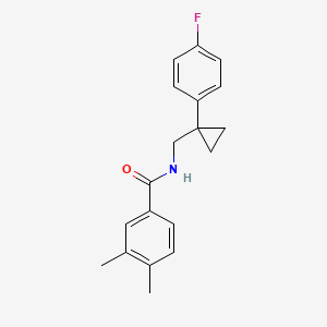 molecular formula C19H20FNO B2756361 N-((1-(4-fluorophenyl)cyclopropyl)methyl)-3,4-dimethylbenzamide CAS No. 1049441-88-4
