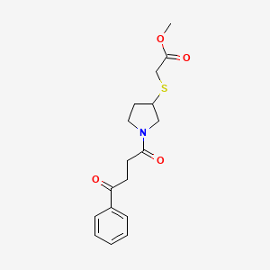 molecular formula C17H21NO4S B2756364 Methyl 2-{[1-(4-oxo-4-phenylbutanoyl)pyrrolidin-3-yl]sulfanyl}acetate CAS No. 2097894-62-5