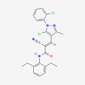 B2756370 (E)-3-[5-chloro-1-(2-chlorophenyl)-3-methylpyrazol-4-yl]-2-cyano-N-(2,6-diethylphenyl)prop-2-enamide CAS No. 882226-86-0