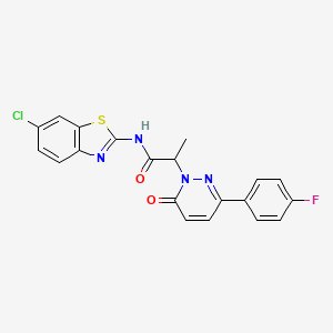 molecular formula C20H14ClFN4O2S B2756371 N-(6-chlorobenzo[d]thiazol-2-yl)-2-(3-(4-fluorophenyl)-6-oxopyridazin-1(6H)-yl)propanamide CAS No. 1235316-18-3