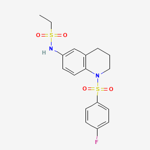 molecular formula C17H19FN2O4S2 B2756375 N-(1-((4-fluorophenyl)sulfonyl)-1,2,3,4-tetrahydroquinolin-6-yl)ethanesulfonamide CAS No. 941882-72-0