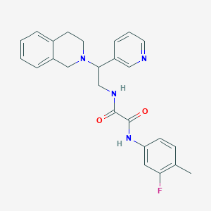 molecular formula C25H25FN4O2 B2756376 N-(3-fluoro-4-methylphenyl)-N'-[2-(pyridin-3-yl)-2-(1,2,3,4-tetrahydroisoquinolin-2-yl)ethyl]ethanediamide CAS No. 906159-09-9