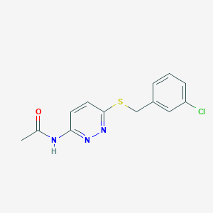 molecular formula C13H12ClN3OS B2756377 N-(6-((3-chlorobenzyl)thio)pyridazin-3-yl)acetamide CAS No. 1021121-02-7