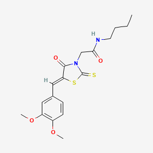 molecular formula C18H22N2O4S2 B2756382 N-butyl-2-[(5Z)-5-[(3,4-dimethoxyphenyl)methylidene]-4-oxo-2-sulfanylidene-1,3-thiazolidin-3-yl]acetamide CAS No. 681833-15-8