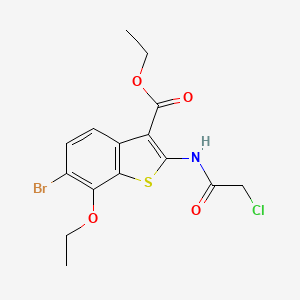 molecular formula C15H15BrClNO4S B2756395 Ethyl 6-bromo-2-[(chloroacetyl)amino]-7-ethoxy-1-benzothiophene-3-carboxylate CAS No. 356586-64-6