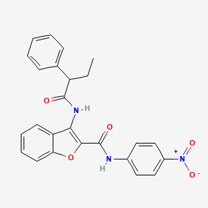 molecular formula C25H21N3O5 B2756408 N-(4-nitrophenyl)-3-(2-phenylbutanamido)benzofuran-2-carboxamide CAS No. 887876-63-3