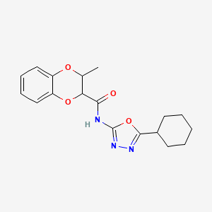 molecular formula C18H21N3O4 B2756431 N-(5-cyclohexyl-1,3,4-oxadiazol-2-yl)-3-methyl-2,3-dihydro-1,4-benzodioxine-2-carboxamide CAS No. 1171077-73-8
