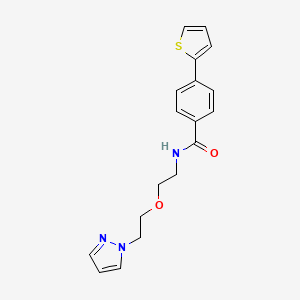 molecular formula C18H19N3O2S B2756432 N-(2-(2-(1H-pyrazol-1-yl)ethoxy)ethyl)-4-(thiophen-2-yl)benzamide CAS No. 2034563-77-2
