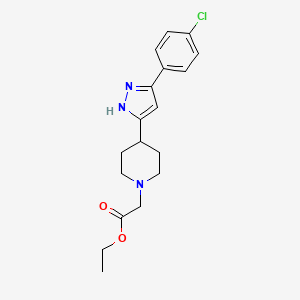 molecular formula C18H22ClN3O2 B2756437 ethyl 2-{4-[5-(4-chlorophenyl)-1H-pyrazol-3-yl]piperidino}acetate CAS No. 321848-30-0