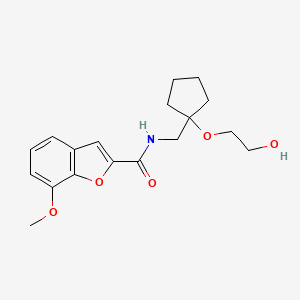 molecular formula C18H23NO5 B2756445 N-((1-(2-hydroxyethoxy)cyclopentyl)methyl)-7-methoxybenzofuran-2-carboxamide CAS No. 2194847-24-8