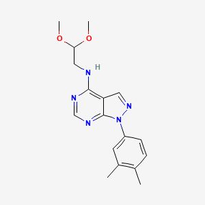 molecular formula C17H21N5O2 B2756455 N-(2,2-dimethoxyethyl)-1-(3,4-dimethylphenyl)-1H-pyrazolo[3,4-d]pyrimidin-4-amine CAS No. 890883-63-3