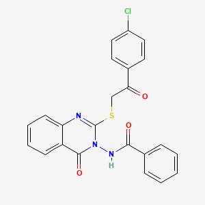 molecular formula C23H16ClN3O3S B2756474 N-(2-{[2-(4-chlorophenyl)-2-oxoethyl]sulfanyl}-4-oxo-3,4-dihydroquinazolin-3-yl)benzamide CAS No. 443353-87-5