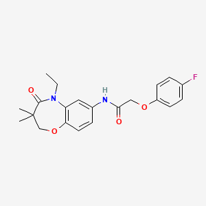 molecular formula C21H23FN2O4 B2756486 N-(5-ethyl-3,3-dimethyl-4-oxo-2,3,4,5-tetrahydrobenzo[b][1,4]oxazepin-7-yl)-2-(4-fluorophenoxy)acetamide CAS No. 921560-61-4