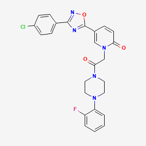 molecular formula C25H21ClFN5O3 B2756522 5-[3-(4-chlorophenyl)-1,2,4-oxadiazol-5-yl]-1-{2-[4-(2-fluorophenyl)piperazin-1-yl]-2-oxoethyl}-1,2-dihydropyridin-2-one CAS No. 1112313-86-6