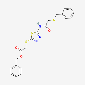 molecular formula C20H19N3O3S3 B2756528 benzyl 2-({5-[2-(benzylsulfanyl)acetamido]-1,3,4-thiadiazol-2-yl}sulfanyl)acetate CAS No. 476466-07-6