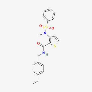 molecular formula C21H22N2O3S2 B2756541 N-[(4-ethylphenyl)methyl]-3-(N-methylbenzenesulfonamido)thiophene-2-carboxamide CAS No. 1116082-46-2