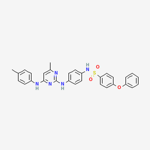 molecular formula C30H27N5O3S B2756542 N-[4-({4-methyl-6-[(4-methylphenyl)amino]pyrimidin-2-yl}amino)phenyl]-4-phenoxybenzene-1-sulfonamide CAS No. 923203-08-1