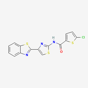 molecular formula C15H8ClN3OS3 B2756570 N-[4-(1,3-benzothiazol-2-yl)-1,3-thiazol-2-yl]-5-chlorothiophene-2-carboxamide CAS No. 477535-17-4