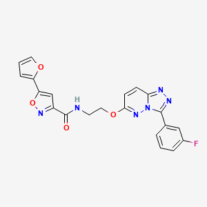 molecular formula C21H15FN6O4 B2756576 N-(2-((3-(3-fluorophenyl)-[1,2,4]triazolo[4,3-b]pyridazin-6-yl)oxy)ethyl)-5-(furan-2-yl)isoxazole-3-carboxamide CAS No. 1219913-20-8
