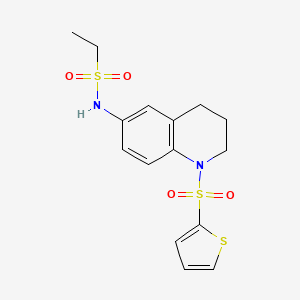 molecular formula C15H18N2O4S3 B2756581 N-[1-(thiophene-2-sulfonyl)-1,2,3,4-tetrahydroquinolin-6-yl]ethane-1-sulfonamide CAS No. 941929-85-7