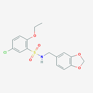 molecular formula C16H16ClNO5S B275661 N-(1,3-benzodioxol-5-ylmethyl)-5-chloro-2-ethoxybenzenesulfonamide 