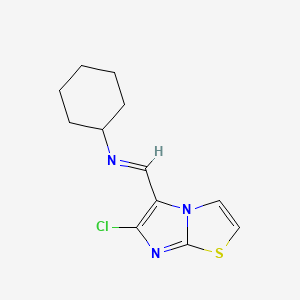 molecular formula C12H14ClN3S B2756633 N-[(6-chloroimidazo[2,1-b][1,3]thiazol-5-yl)methylene]cyclohexanamine CAS No. 477851-60-8