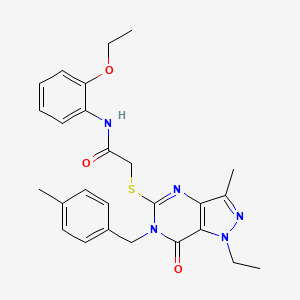 N-(2-ethoxyphenyl)-2-({1-ethyl-3-methyl-6-[(4-methylphenyl)methyl]-7-oxo-1H,6H,7H-pyrazolo[4,3-d]pyrimidin-5-yl}sulfanyl)acetamide