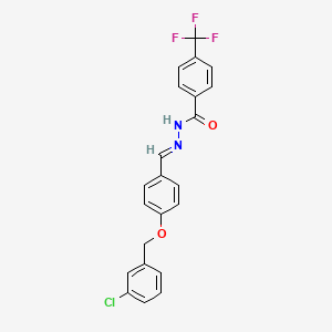 molecular formula C22H16ClF3N2O2 B2756652 N'-((E)-{4-[(3-chlorobenzyl)oxy]phenyl}methylidene)-4-(trifluoromethyl)benzenecarbohydrazide CAS No. 477863-11-9