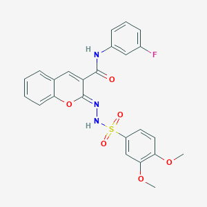 (2Z)-2-[(3,4-dimethoxyphenyl)sulfonylhydrazinylidene]-N-(3-fluorophenyl)chromene-3-carboxamide