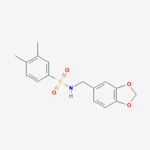 molecular formula C16H17NO4S B275666 N-(1,3-benzodioxol-5-ylmethyl)-3,4-dimethylbenzenesulfonamide 