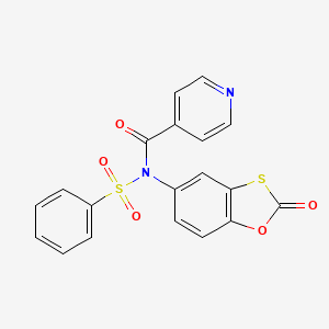 molecular formula C19H12N2O5S2 B2756689 N-(2-oxobenzo[d][1,3]oxathiol-5-yl)-N-(phenylsulfonyl)isonicotinamide CAS No. 881293-46-5