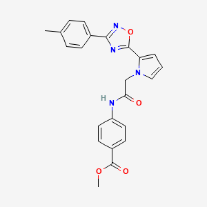molecular formula C23H20N4O4 B2756691 methyl 4-(2-{2-[3-(4-methylphenyl)-1,2,4-oxadiazol-5-yl]-1H-pyrrol-1-yl}acetamido)benzoate CAS No. 1261001-52-8